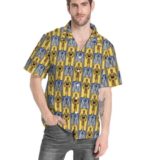 Gearhumans 3D S.W C3PO AND R2D2 Custom Hawaiian Shirt