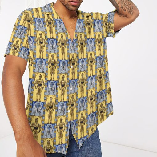 Gearhumans 3D S.W C3PO AND R2D2 Custom Hawaiian Shirt