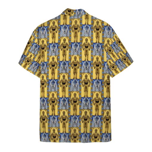 Gearhumans 3D S.W C3PO AND R2D2 Custom Hawaiian Shirt