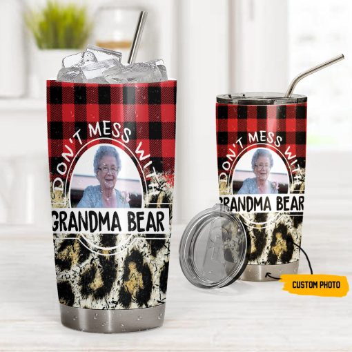 Gearhumans 3D You Dont Mess With Grandma Bear Custom Photo Tumbler - Image 3