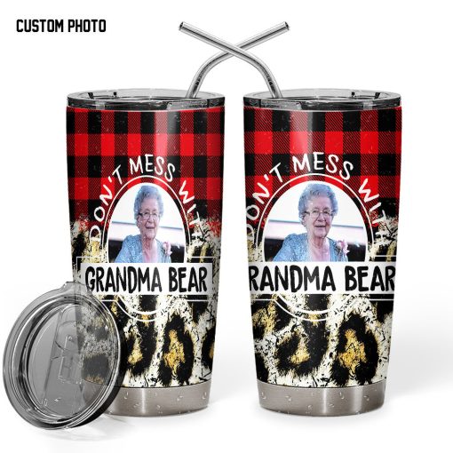Gearhumans 3D You Dont Mess With Grandma Bear Custom Photo Tumbler - Image 9