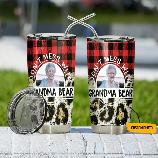 Gearhumans 3D You Dont Mess With Grandma Bear Custom Photo Tumbler - Image 6