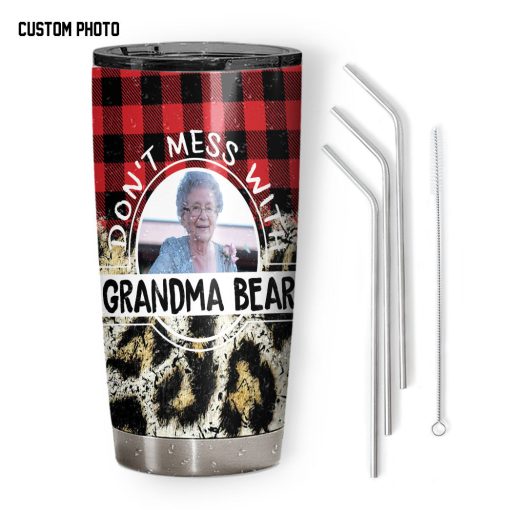 Gearhumans 3D You Dont Mess With Grandma Bear Custom Photo Tumbler - Image 4