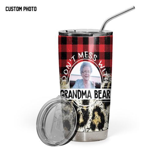 Gearhumans 3D You Dont Mess With Grandma Bear Custom Photo Tumbler - Image 2