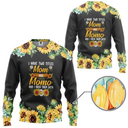Gearhumans 3D Mom And Mama Mothers Day Sunflower Custom Photo Tshirt Hoodie Apparel - Image 6