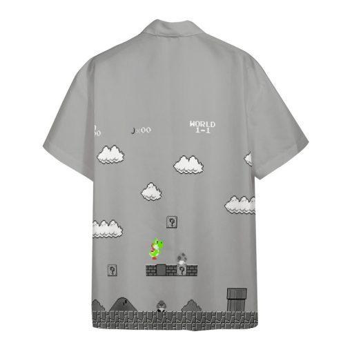 Gearhumans 3D Gray 8Bit Yoshi Custom Short Sleeves Shirt - Image 2