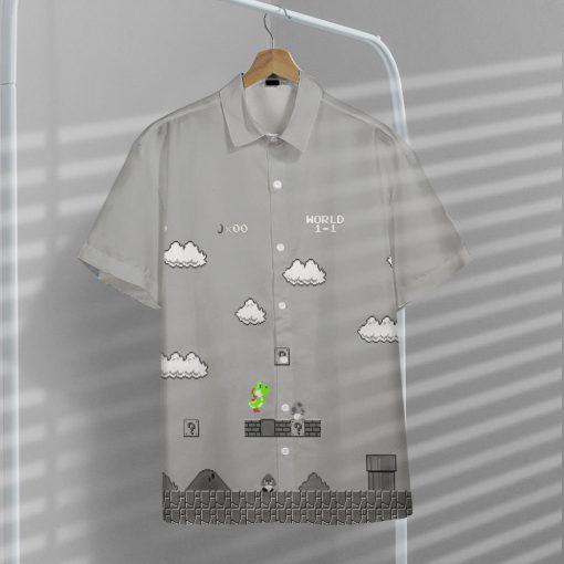 Gearhumans 3D Gray 8Bit Yoshi Custom Short Sleeves Shirt - Image 7