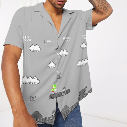 Gearhumans 3D Gray 8Bit Yoshi Custom Short Sleeves Shirt - Image 3