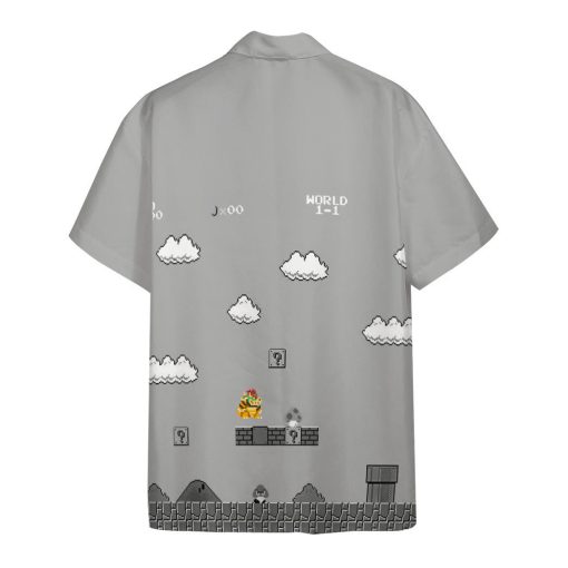 Gearhumans 3D Gray 8Bit Bowser Custom Short Sleeves Shirt - Image 2