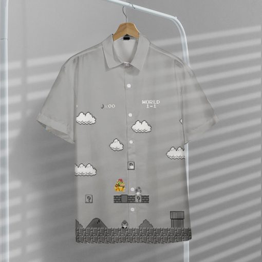 Gearhumans 3D Gray 8Bit Bowser Custom Short Sleeves Shirt - Image 6