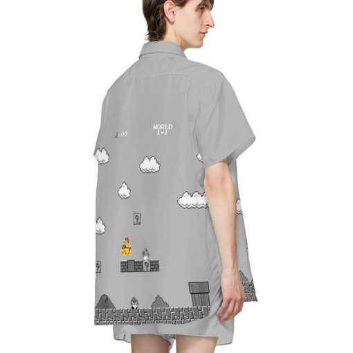 Gearhumans 3D Gray 8Bit Bowser Custom Short Sleeves Shirt - Image 5