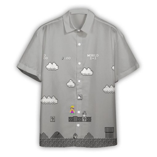 Gearhumans 3D Gray 8Bit Wario Custom Short Sleeves Shirt