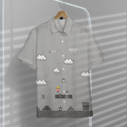 Gearhumans 3D Gray 8Bit Wario Custom Short Sleeves Shirt - Image 6