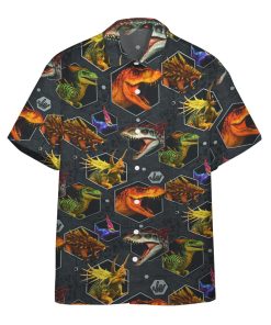 Gearhumans 3D J.P Dinosaur Heads Custom Hawaiian Shirt