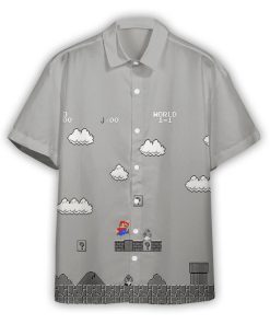 Gearhumans 3D Gray 8Bit Mario Custom Short Sleeves Shirt