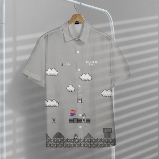 Gearhumans 3D Gray 8Bit Mario Custom Short Sleeves Shirt - Image 7