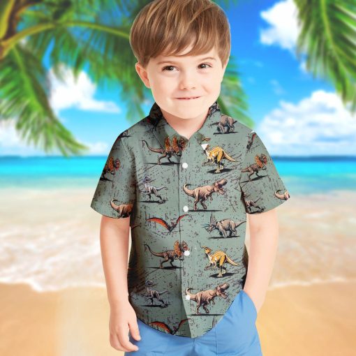 Gearhumans 3D J.P Dinosaur Custom Kid Hawaiian Shirt