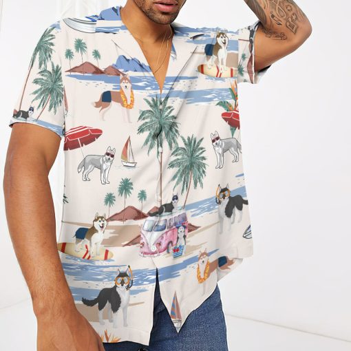 Gearhumans 3D Husky Summer Beach Retro Custom Hawaiian Shirt - Image 3