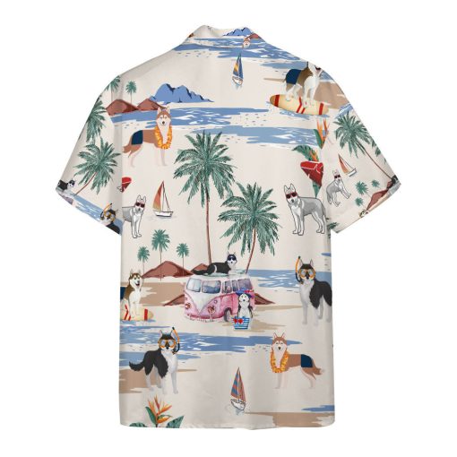 Gearhumans 3D Husky Summer Beach Retro Custom Hawaiian Shirt - Image 2