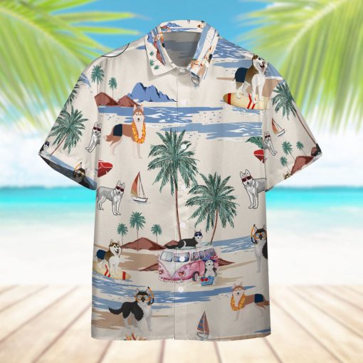 Gearhumans 3D Husky Summer Beach Retro Custom Hawaiian Shirt - Image 6