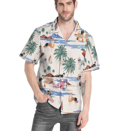 Gearhumans 3D Husky Summer Beach Retro Custom Hawaiian Shirt - Image 4