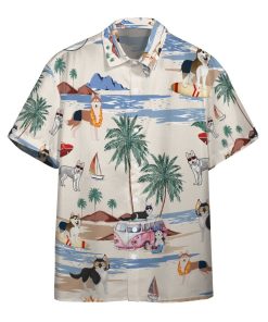 Gearhumans 3D Husky Summer Beach Retro Custom Hawaiian Shirt
