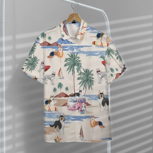 Gearhumans 3D Husky Summer Beach Retro Custom Hawaiian Shirt - Image 7
