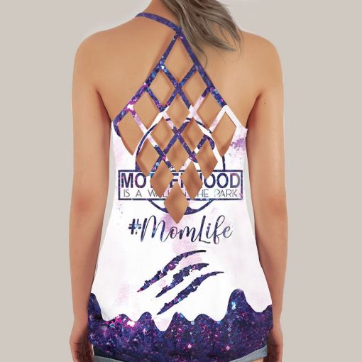 Gearhumans 3D Motherhood Mom Life Mothers Day Custom Criss Cross Tank Top - Image 2