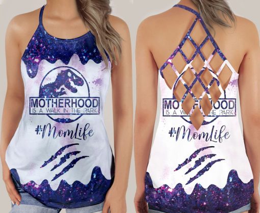 Gearhumans 3D Motherhood Mom Life Mothers Day Custom Criss Cross Tank Top - Image 3
