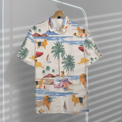 Gearhumans 3D Golden Retriever Summer Beach Retro Custom Hawaiian Shirt - Image 7