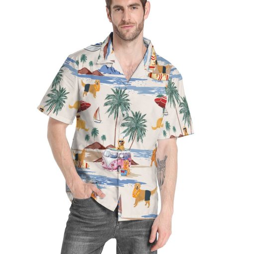 Gearhumans 3D Golden Retriever Summer Beach Retro Custom Hawaiian Shirt - Image 4