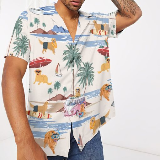 Gearhumans 3D Golden Retriever Summer Beach Retro Custom Hawaiian Shirt - Image 3