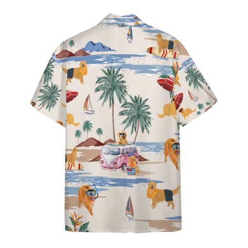 Gearhumans 3D Golden Retriever Summer Beach Retro Custom Hawaiian Shirt - Image 2