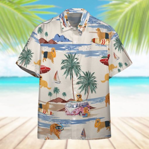 Gearhumans 3D Golden Retriever Summer Beach Retro Custom Hawaiian Shirt - Image 6