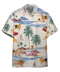 Gearhumans 3D Golden Retriever Summer Beach Retro Custom Hawaiian Shirt