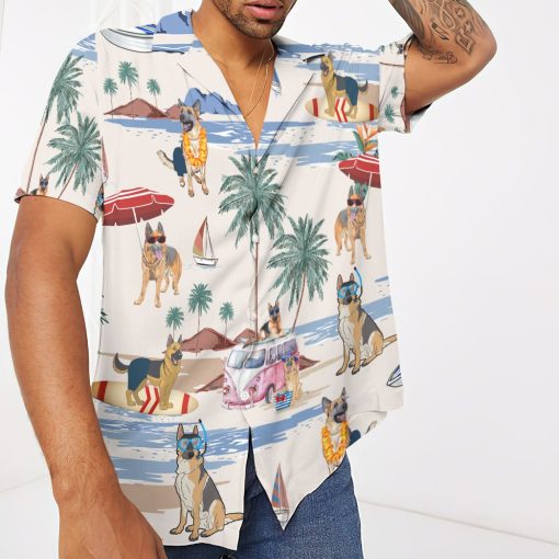 Gearhumans 3D German Shepherd Summer Beach Retro Custom Hawaiian Shirt - Image 3