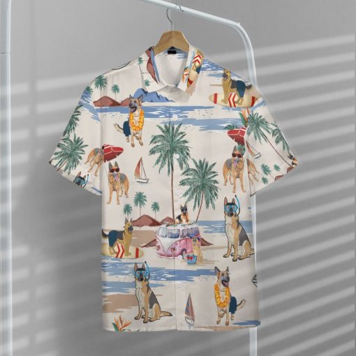 Gearhumans 3D German Shepherd Summer Beach Retro Custom Hawaiian Shirt - Image 7