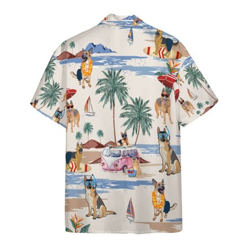Gearhumans 3D German Shepherd Summer Beach Retro Custom Hawaiian Shirt - Image 2