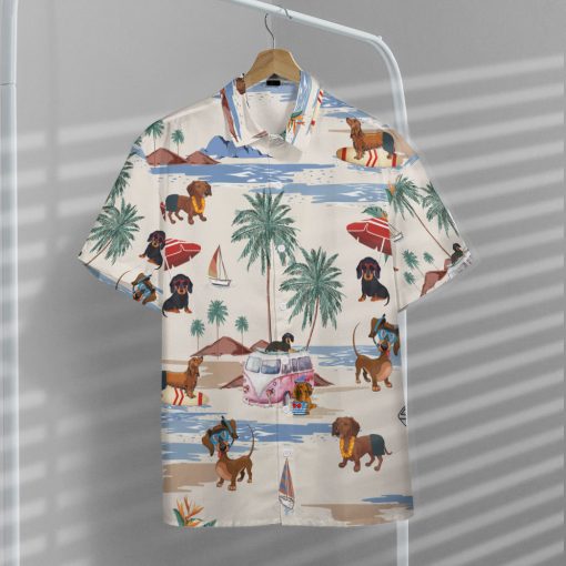 Gearhumans 3D Dachshund Summer Beach Retro Custom Hawaiian Shirt - Image 7