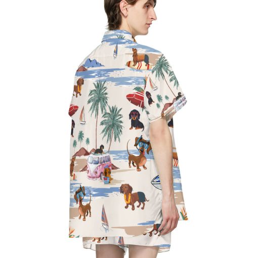 Gearhumans 3D Dachshund Summer Beach Retro Custom Hawaiian Shirt - Image 5