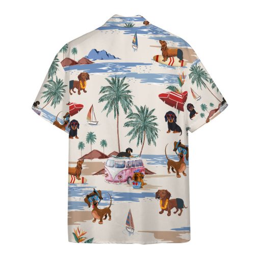 Gearhumans 3D Dachshund Summer Beach Retro Custom Hawaiian Shirt - Image 2