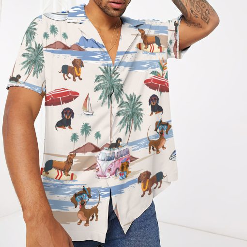 Gearhumans 3D Dachshund Summer Beach Retro Custom Hawaiian Shirt - Image 3