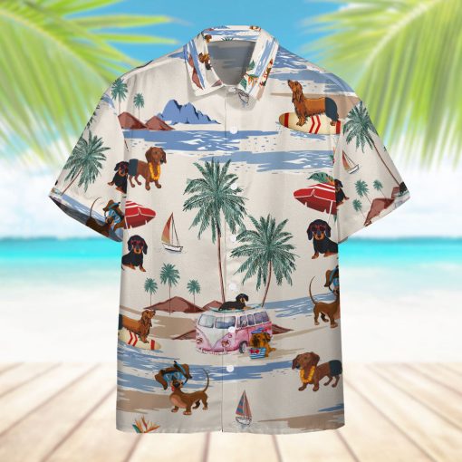 Gearhumans 3D Dachshund Summer Beach Retro Custom Hawaiian Shirt - Image 6