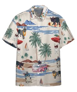 Gearhumans 3D French Bulldog Summer Beach Retro Custom Hawaiian Shirt