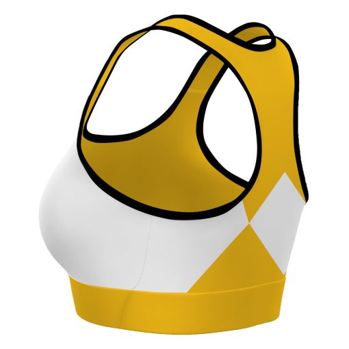 Gearhumans 3D Mighty Morphin Yellow Power Ranger Custom Sport Bra - Image 4