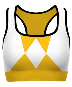 Gearhumans 3D Mighty Morphin Yellow Power Ranger Custom Sport Bra