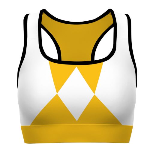 Gearhumans 3D Mighty Morphin Yellow Power Ranger Custom Sport Bra