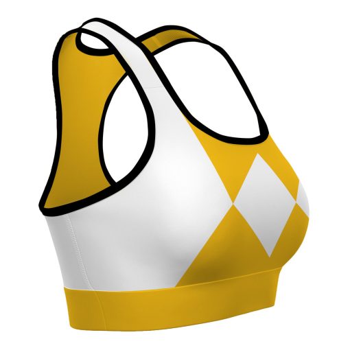 Gearhumans 3D Mighty Morphin Yellow Power Ranger Custom Sport Bra - Image 3