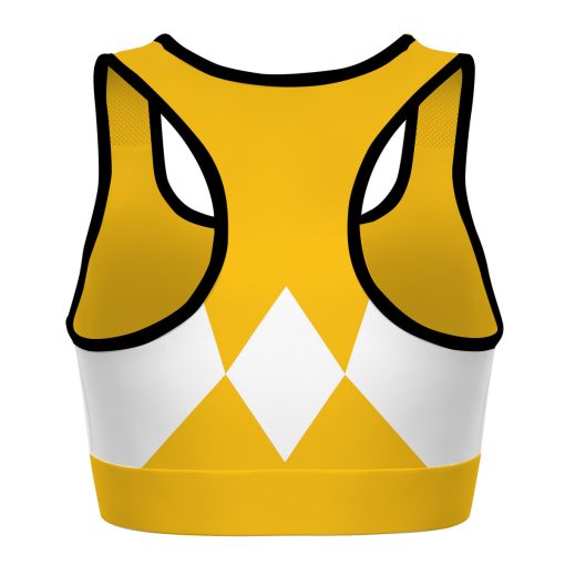 Gearhumans 3D Mighty Morphin Yellow Power Ranger Custom Sport Bra - Image 2