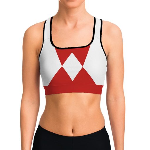 Gearhumans 3D Mighty Morphin Red Power Ranger Custom Sport Bra - Image 5